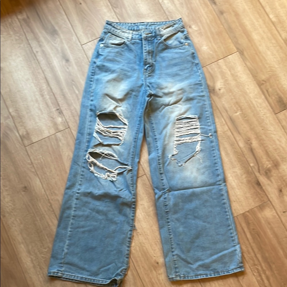 Distressed Blue Jeans
